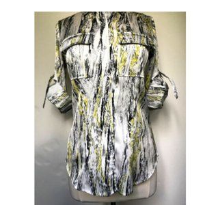 CALVIN KLEIN Long Sleeve Button Down Silver Shirt